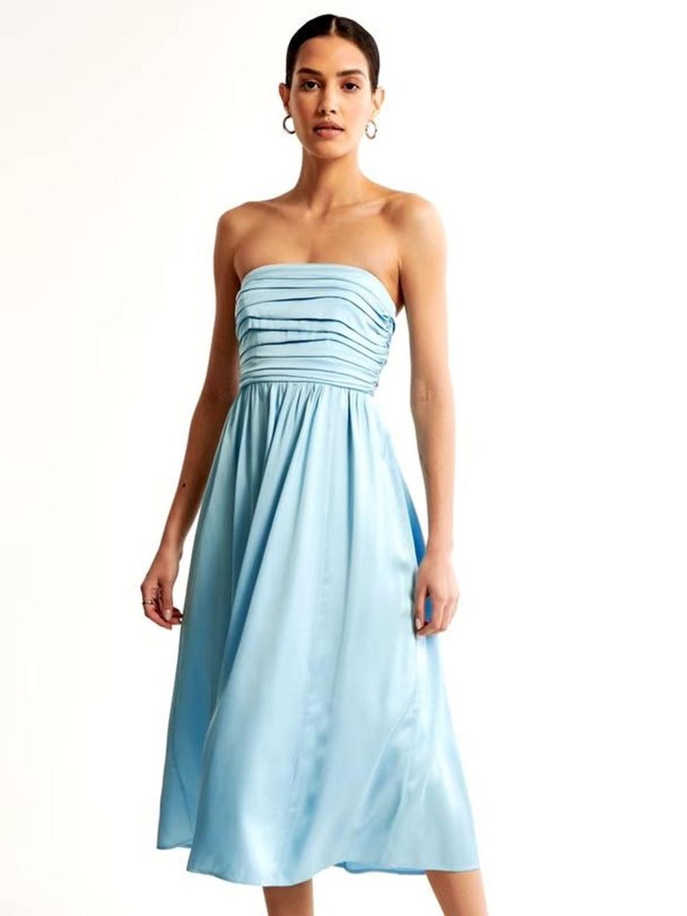Abercrombie & Fitch Strapless Sky Blue Midi Dress